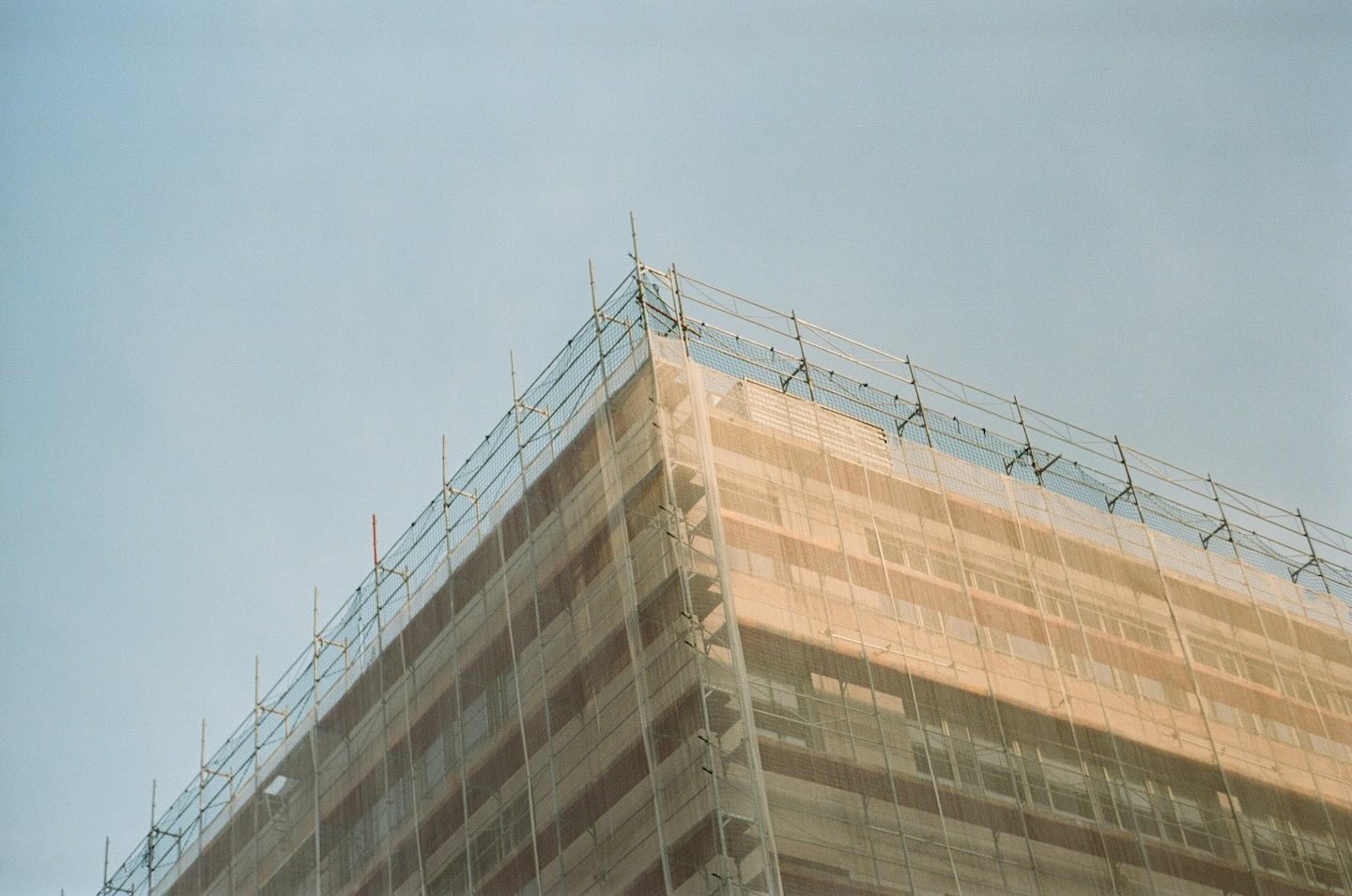 Scaffold with sky in the background