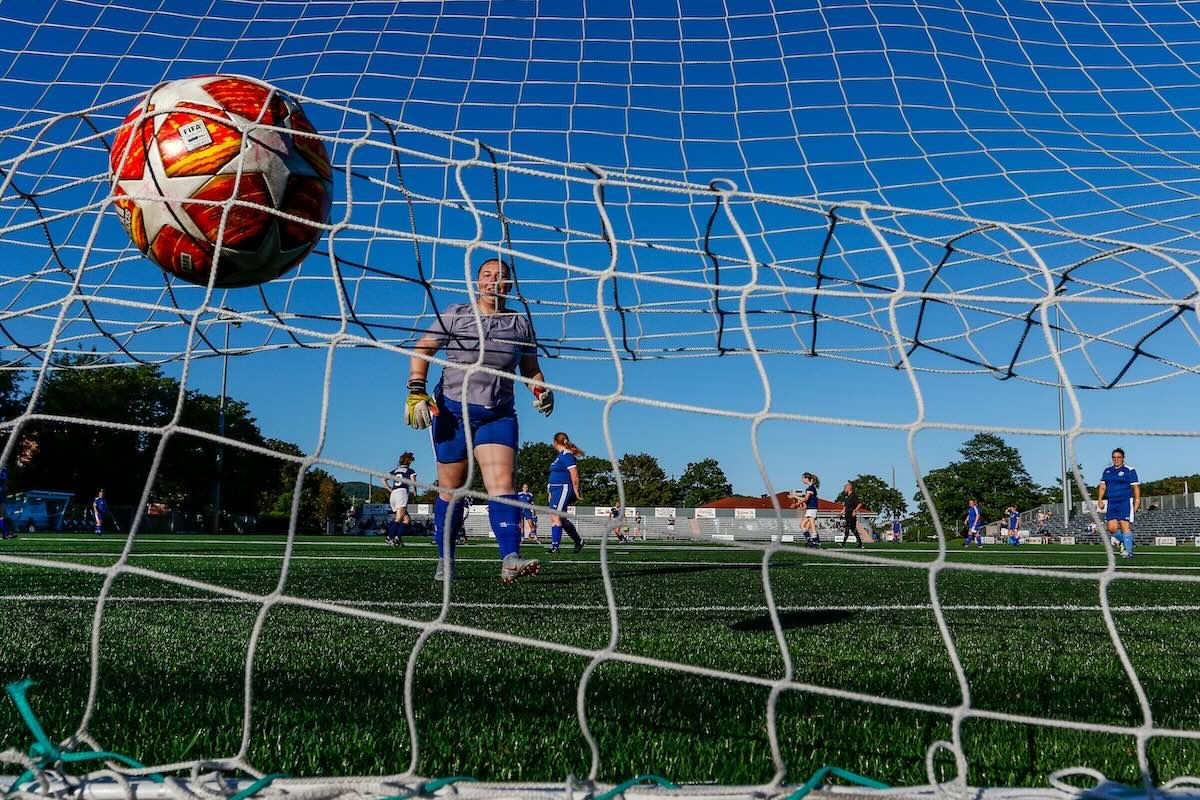 Soccer goal scored on astroturf
